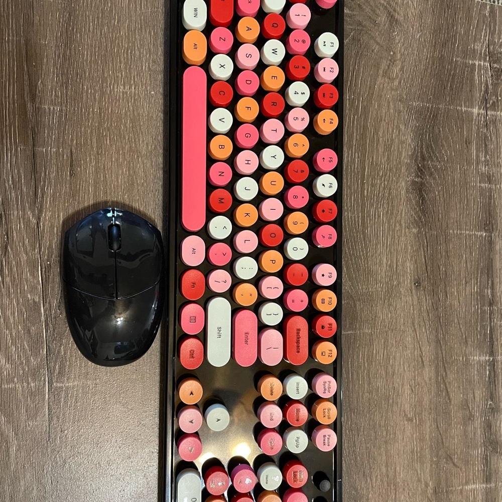 Colorful Round Keycap Keyboard and Mouse Set